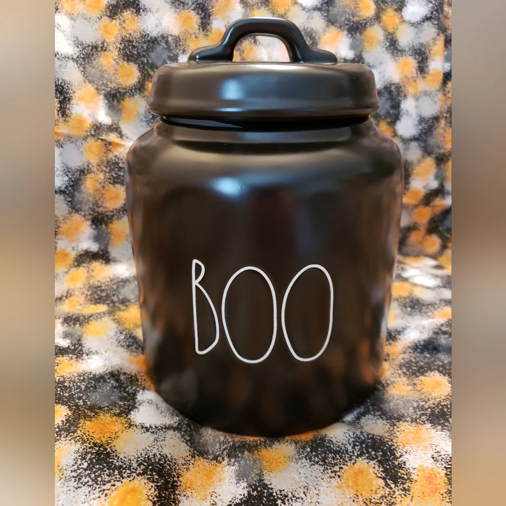 Rae Dunn Halloween Boo Canister Black New
